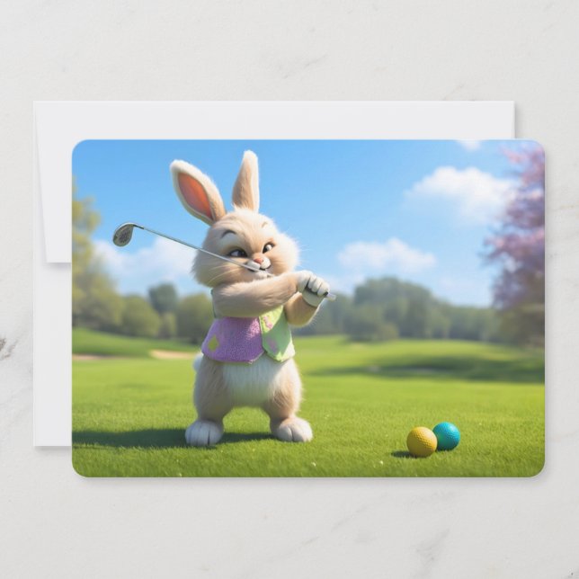 Påskharen spelar golf i Lowcountry Julkort (Framsida)