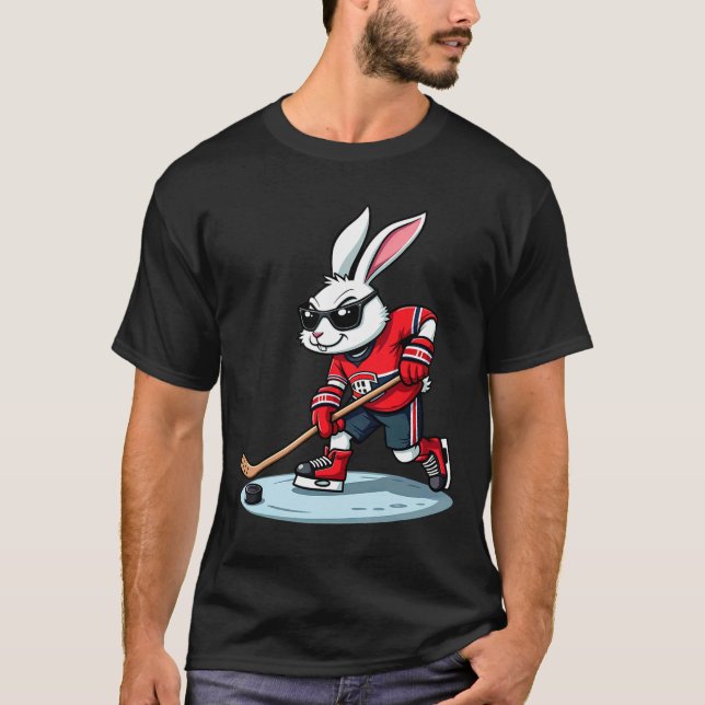 Påskharen spelar hockey  t shirt (Framsida)