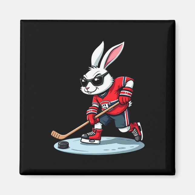Påskharen spelar ishockey  magnet (Framsidan)
