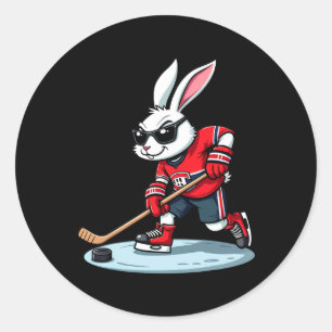 Påskharen spelar ishockey runt klistermärke