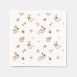 Påskharen vårblommor baby shower pappersservett