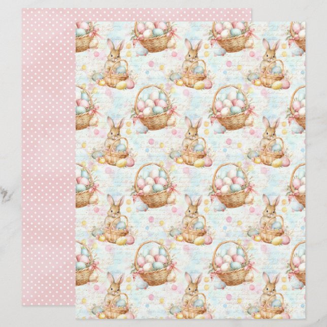 Påskharen Vintage Scrapbookpapper (Fram/baksida)