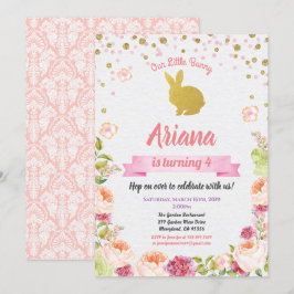 Påskharens födelsedagsinbjudan för flicka inbjudningar