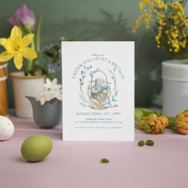 Påskharens korg äggjakt & påskbrunch inbjudan