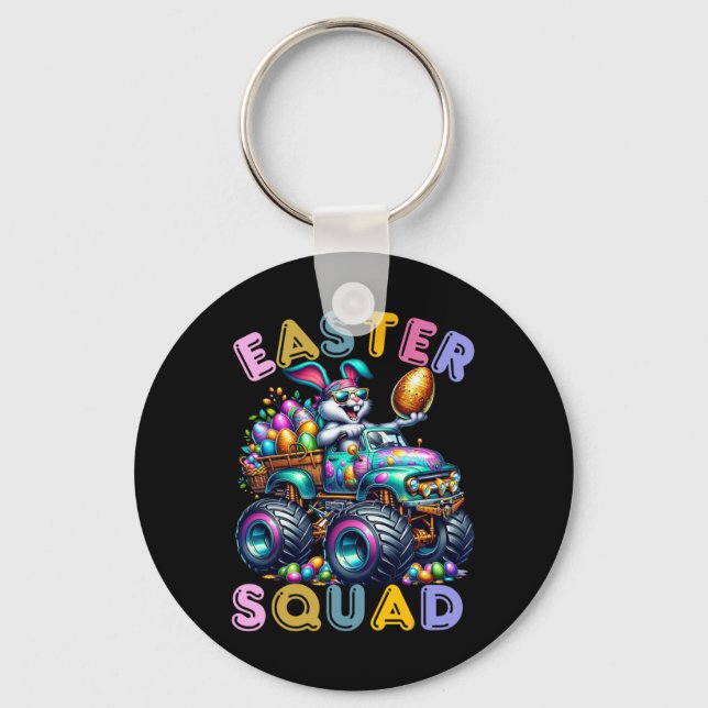 Påskharens Squad Humor Äggsökningsdag  Nyckelring (Framsida)