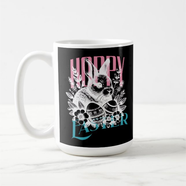 Påskharestämpel rosa kaffemugg (Vänster)