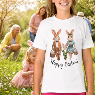 Påskharfamilj jagar ägg  t shirt
