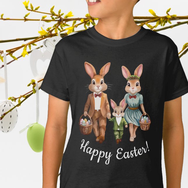 Påskharfamiljen jagar ägg t shirt (Skapare uppladdad)