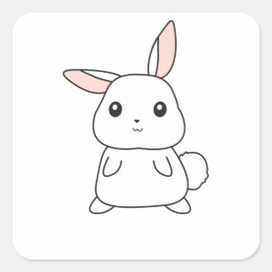 Påskharn Bunny Rabbit Cute Animals För barn Fyrkantigt Klistermärke