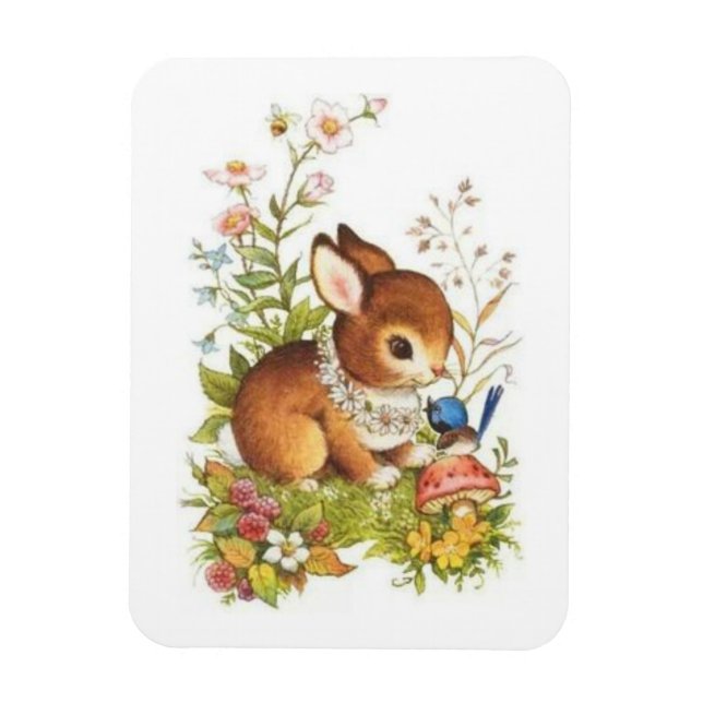 Påskharn Cute Vintage Vår i blommor Magnet (Vertikal)