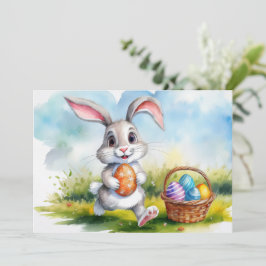 Påskharn Cute Watercolor Julkort