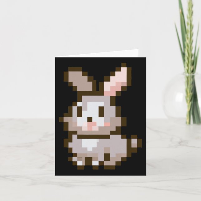Påskharn Gami för Cute Pixelelelated Påsk-videospe Kort (Framsida)