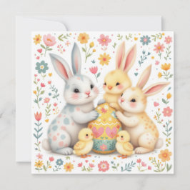 Påskharns familj med Chickens vänner Julkort