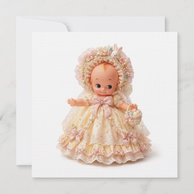 Påskhatt Kewpie Linnekort Inbjudningar (Framsida)
