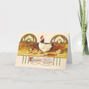 Påskhöna, chickar och Snowdrops Helgkort