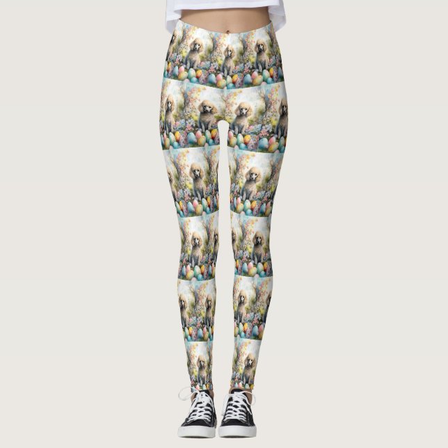 Påskhund med påskägg semester leggings (Framsida)