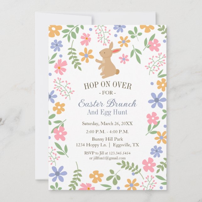 Påskinbjudan Rolig söt kanin för brunch Inbjudningar (Framsida)