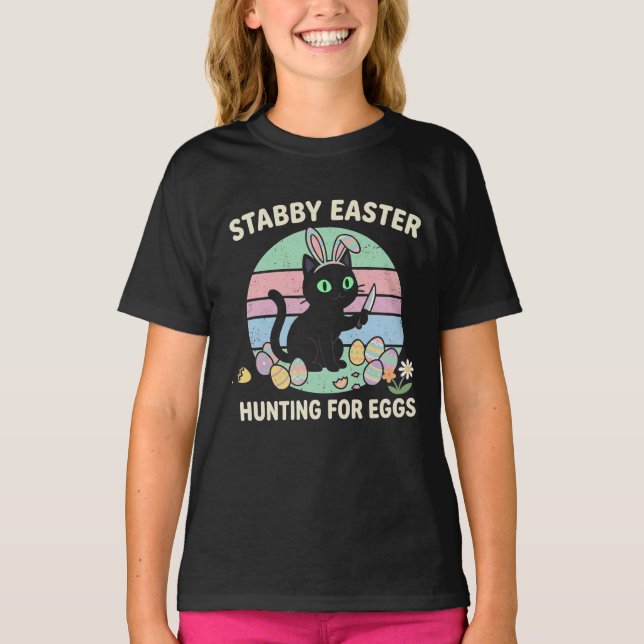 Påskjakt efter ägg Rolig katt T Shirt (Framsida)