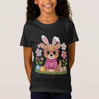Påskkänguru Äggjakt Design med Blommor T Shirt