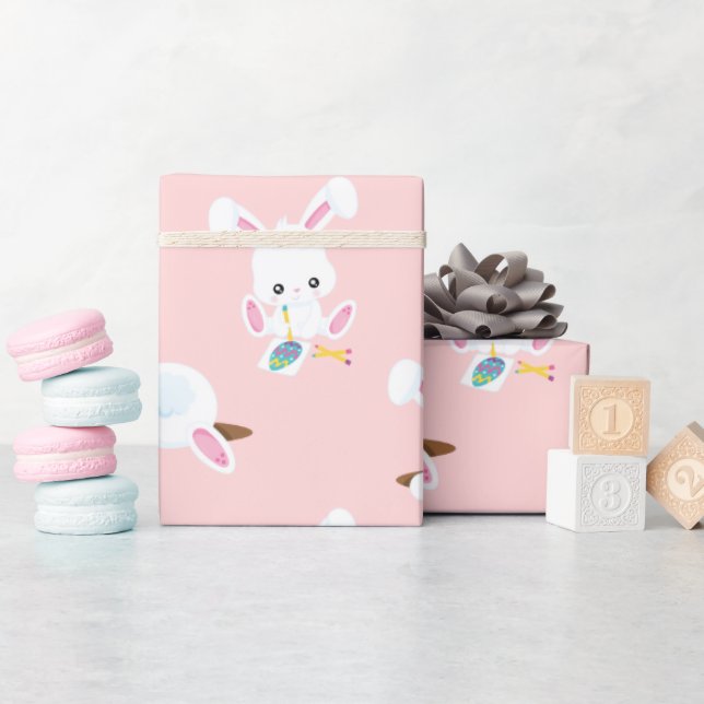 Påskkanin Rosa Upprepande Mönster Presentpapper (Baby Shower)
