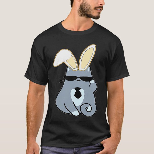 Påskkaninöron Hipster Meme Katt T Shirt (Framsida)