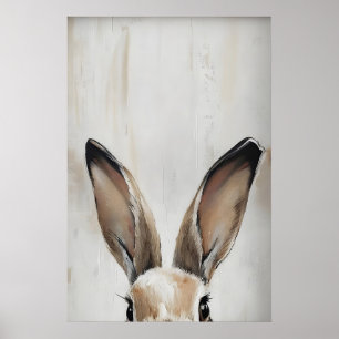 Påskkaninöron tryck, vårkanin cottagecore poster