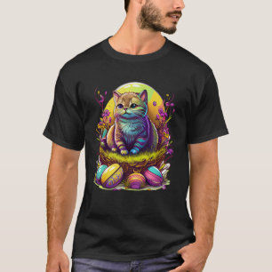 Påskkattunge med ägg Sött djur tema Kvinna T Shirt