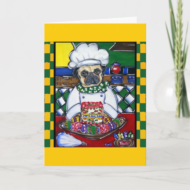 Påskkock Pug Helgkort (Framsida)