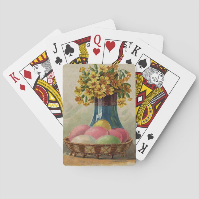Påskkorg Ägg Blommor Antik Casinokort (Baksidan)