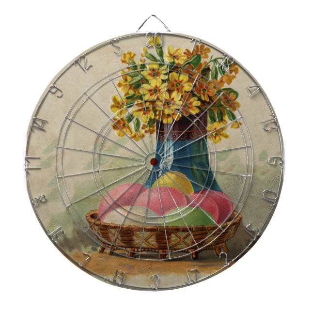Påskkorg Ägg Blommor Antik Darttavla (Framsidan)