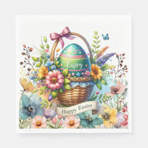Påskkorgsägg & vårblommor pappersservett