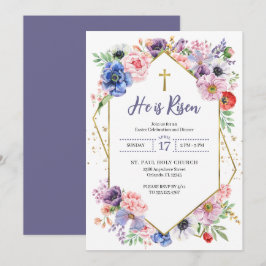 Påskkors Han är Uppstånden Vårblommor Inbjudningar