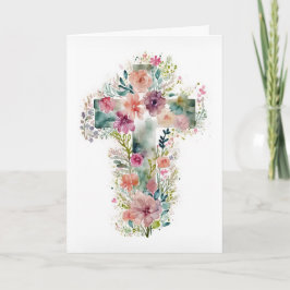 Påskkors med blommor helgkort