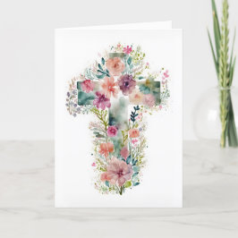 Påskkors med blommor helgkort