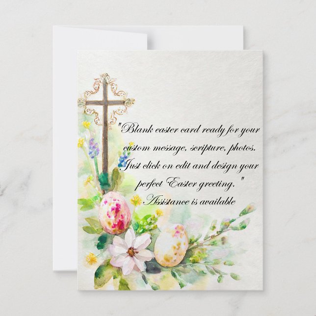 Påskkors med blommor och ägg tom julkort (Skapare uppladdad)