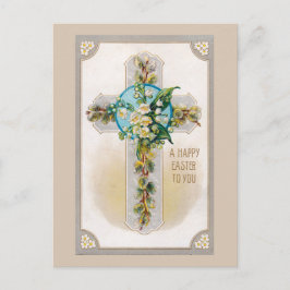 Påskkors med blommor vykort