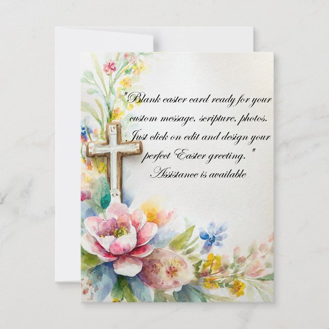 Påskkors och blommor tom brevpapper julkort (Skapare uppladdad)