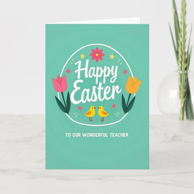 Påskkort för lärare i cirkel kort (Framsida)