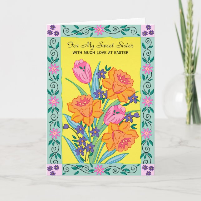 Påskkort: För min söta syster Helgkort (Framsida)