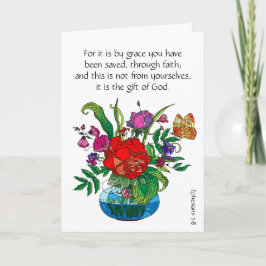 Påskkort, Målade blommor, Efesierbrevet vers Helgkort