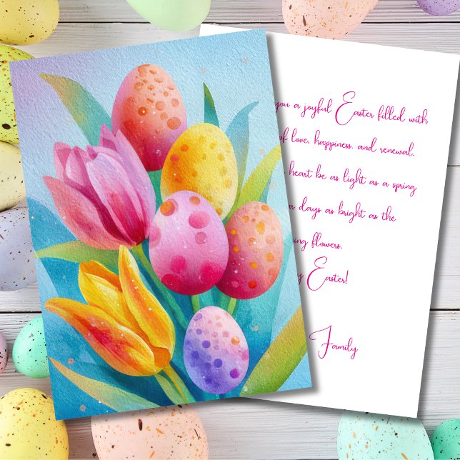 Påskkort med blommor och påskägg julkort (Skapare uppladdad)