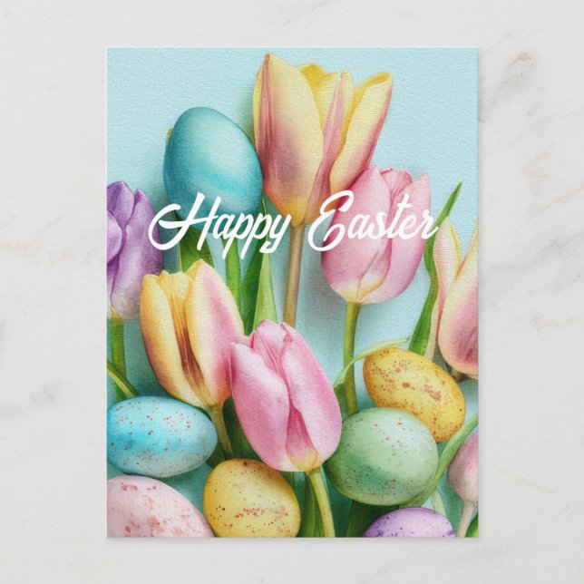 Påskkort med blommor och påskägg vykort (Framsida)