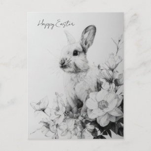 Påskkort med blommor och påskhare vykort