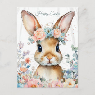 Påskkort med blommor och påskhare vykort