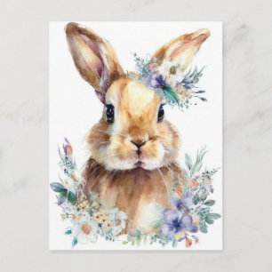 Påskkort med blommor och påskhare vykort