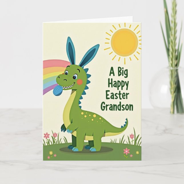 Påskkort med fläckig Dino Kort (Framsida)