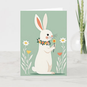 Påskkort med kanin och blommor kort