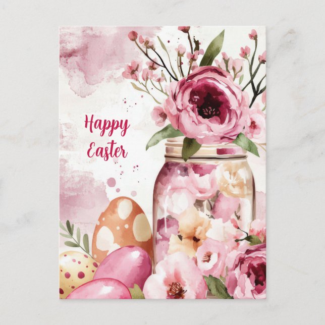 Påskkort med påskägg och blommor vykort (Framsida)
