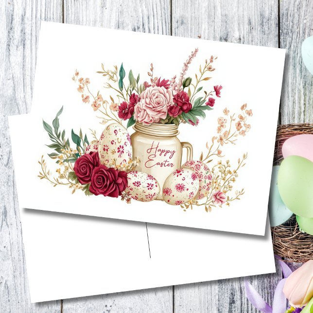 Påskkort med påskägg och blommor vykort (Skapare uppladdad)