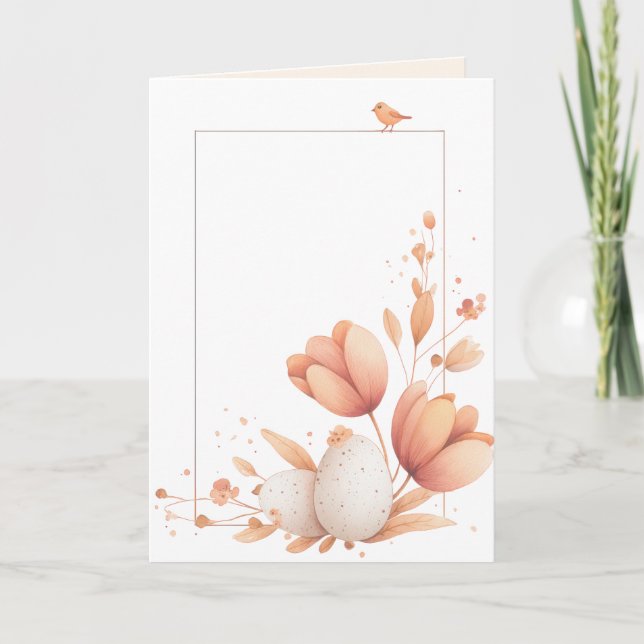 Påskkort med tom framsida och blomsterdekor kort (Framsida)